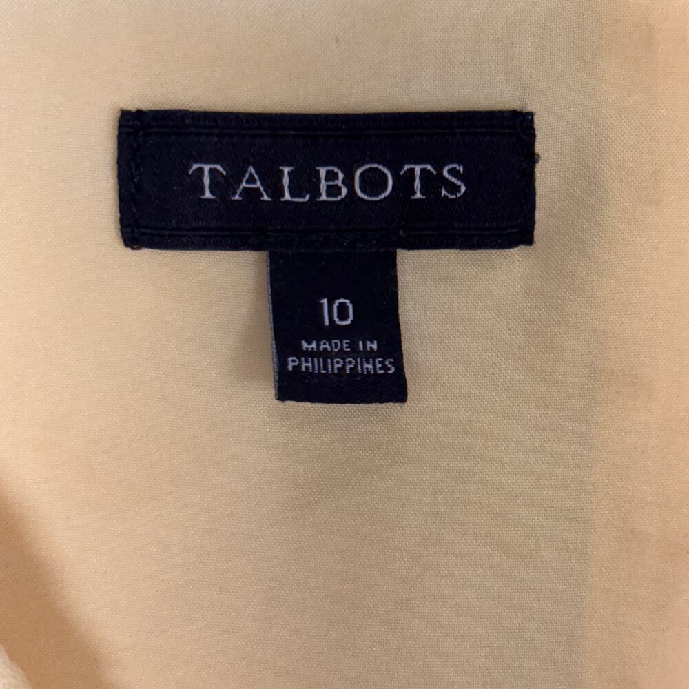 Talbots Yellow Fit & Flare Dress 10 Short Sleeve Textured Skater Work Party - Picture 9 of 9
